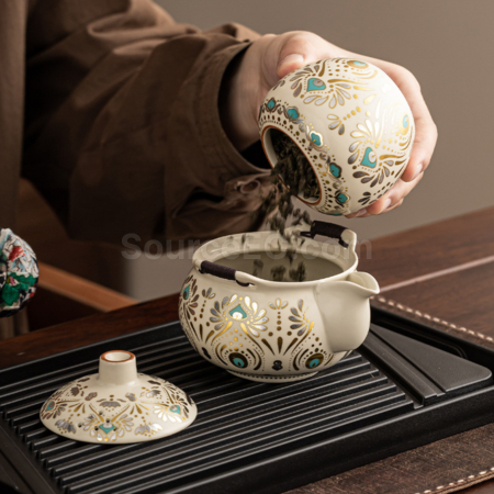 客製化敦煌風翎陶瓷旅行茶具套裝禮品
