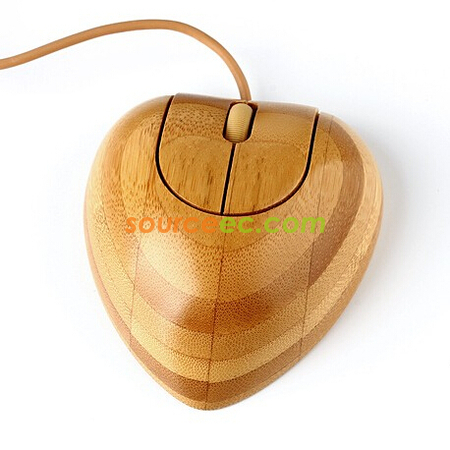 客製化竹子有線心形滑鼠 禮品
