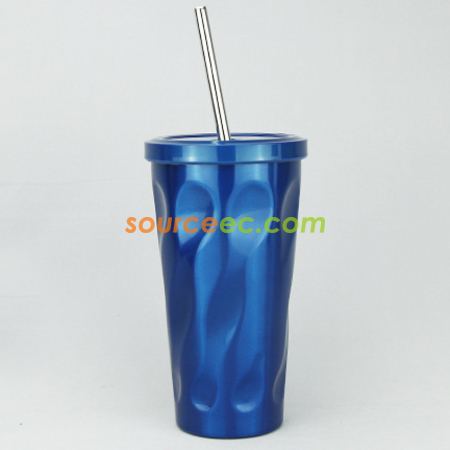 客製化550ML雙層不鏽鋼吸管杯禮品