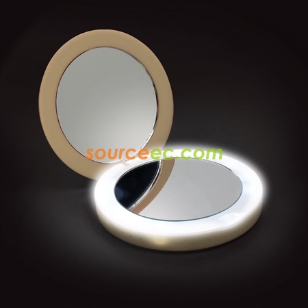 客製化LED雙面鏡子行動電源-圓形禮品