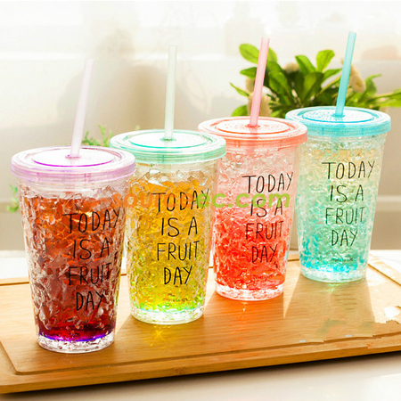 客製化650ML 雙層製冷吸管杯禮品
