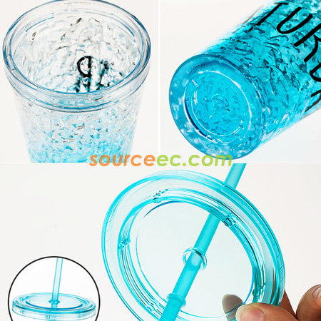 客製化650ML 雙層製冷吸管杯禮品