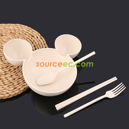 客製化兒童麥稈餐具三件套禮品