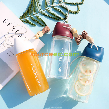 客製化360ML 木珠流蘇玻璃隨手杯禮品