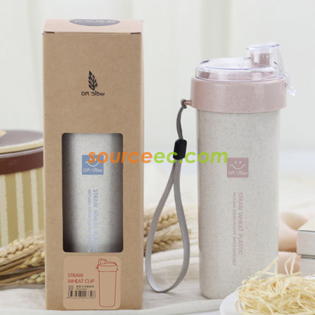 客製化400ML小麥秸稈便攜泡茶杯禮品