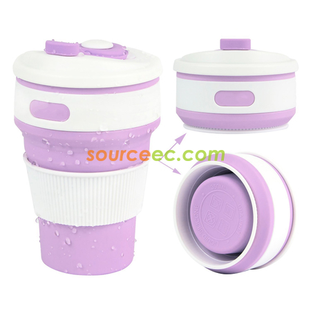 客製化350ML 折疊矽膠咖啡杯禮品