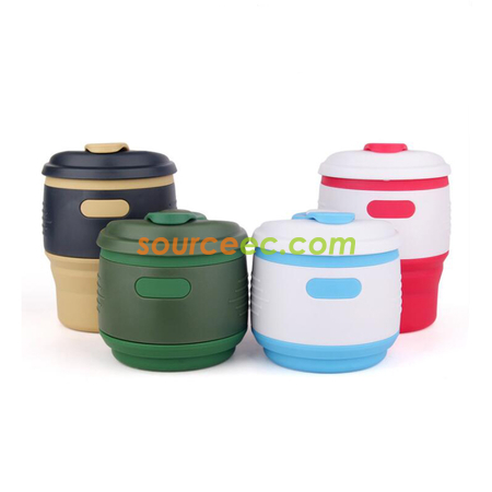 客製化350ML 折疊矽膠咖啡杯禮品