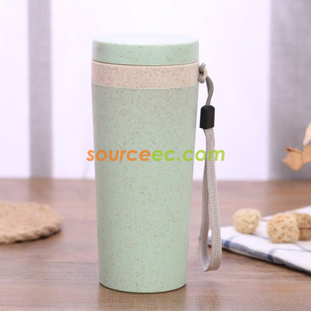 客製化300ML小麥秸稈雙層隔熱水杯禮品