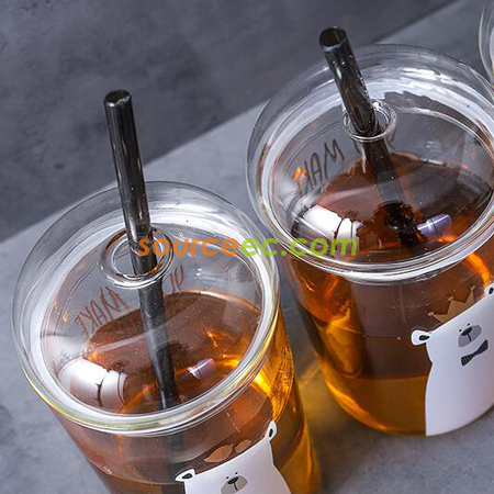 客製化550ML吸管玻璃杯禮品