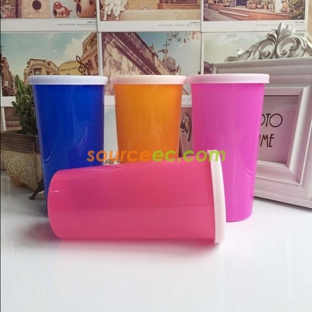 客製化帶蓋塑膠廣告杯禮品