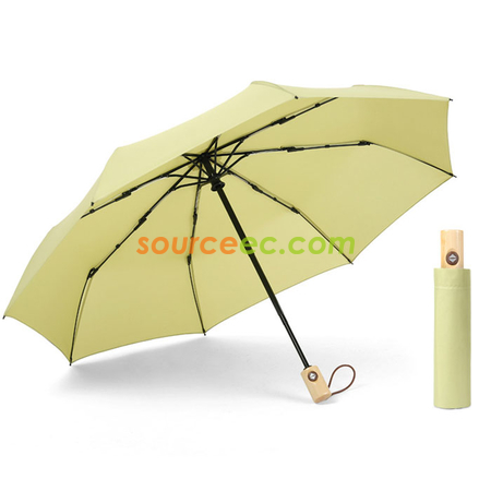客製化簡約素色防風傘帶實木手柄禮品