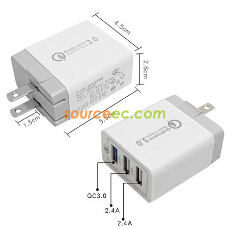 客製化三USB口便攜充電頭禮品