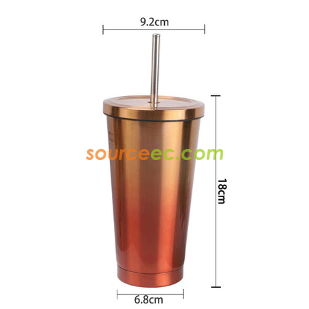 客製化500ML不銹鋼吸管杯禮品