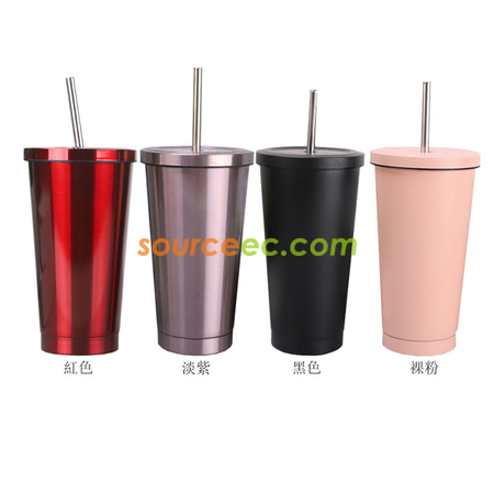客製化500ML不銹鋼吸管杯禮品