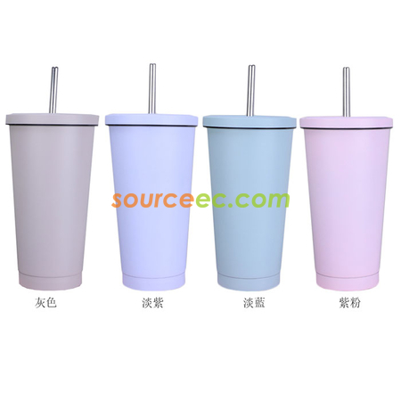 客製化500ML不銹鋼吸管杯禮品