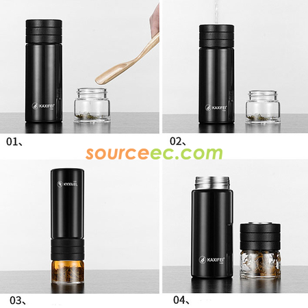 客製化450ML 便攜式茶水分離客製化保溫瓶禮品