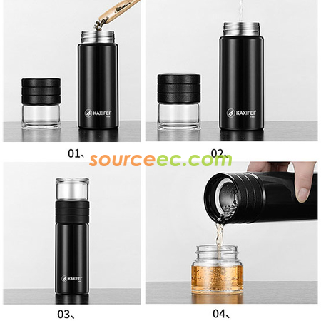 客製化450ML 便攜式茶水分離客製化保溫瓶禮品
