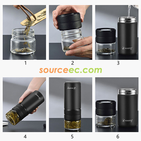 客製化600ML 便攜式茶水分離客製化保溫杯禮品