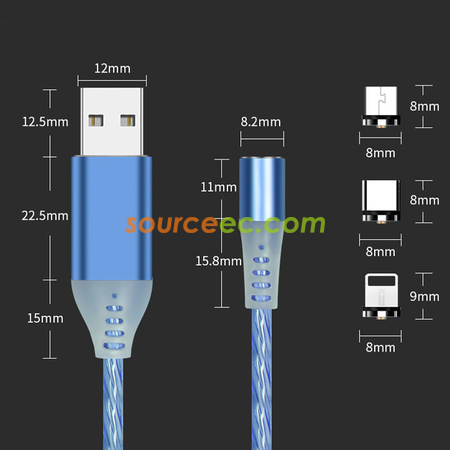客製化七彩流光磁吸充電線禮品