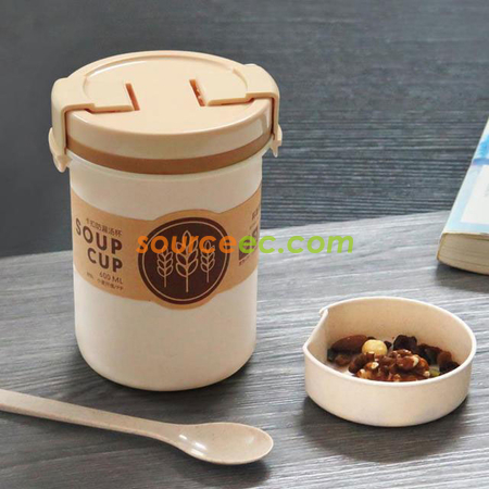 客製化600ML  小麥秸稈纖維湯壺禮品