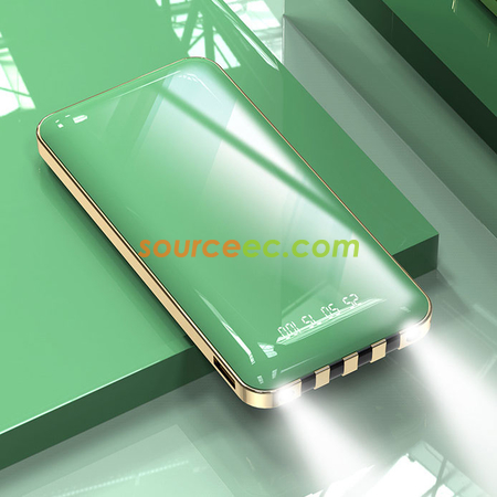 客製化10000mAh自帶線鏡面金屬行動電源禮品