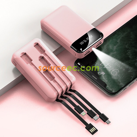 客製化10000mAh自帶線行動電源禮品