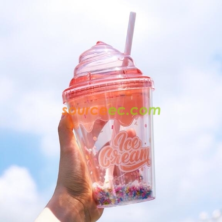 客製化380ML塑膠吸管杯禮品