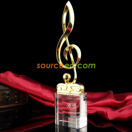 客製化客製化音符歌唱音楽水晶獎座禮品