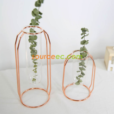 客製化金屬架透明玻璃花瓶禮品