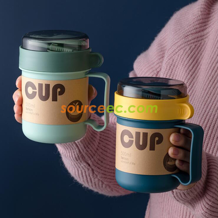 客製化攜帶式帶蓋勺湯杯禮品