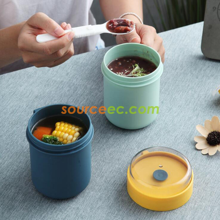 客製化攜帶式帶蓋勺湯杯禮品