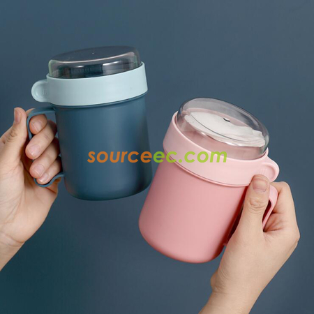 客製化攜帶式帶蓋勺湯杯禮品