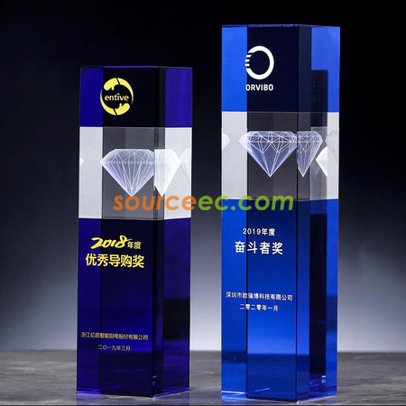鑽石方柱水晶獎座