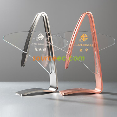 客製化創意金銀銅水晶金屬獎座禮品