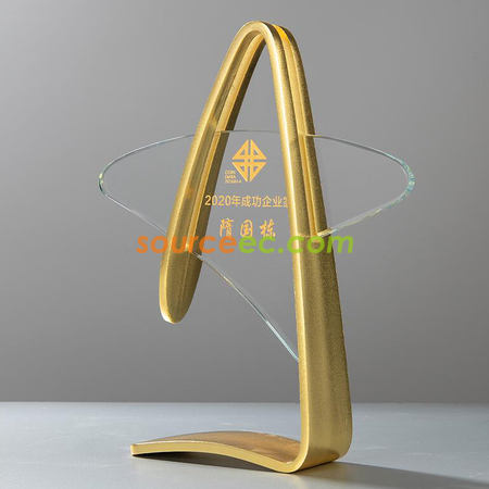 客製化創意金銀銅水晶金屬獎座禮品