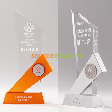 客製化金屬切面水晶獎座禮品