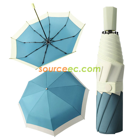 客製化兩色接拼三摺手動廣告雨傘禮品