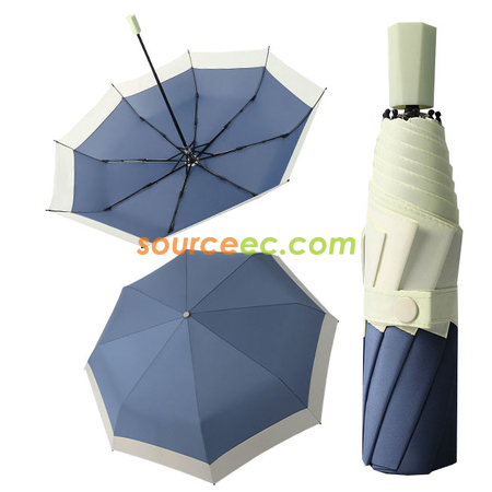 客製化兩色接拼三摺手動廣告雨傘禮品
