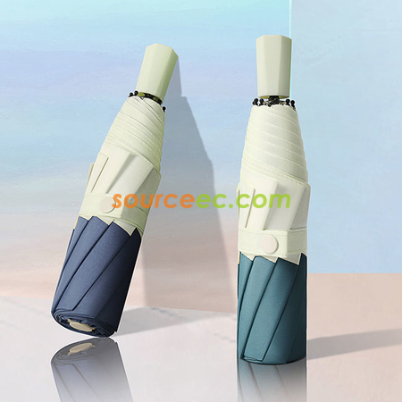 客製化兩色接拼三摺手動廣告雨傘禮品