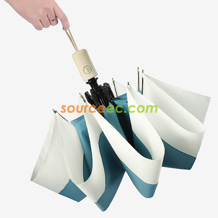 客製化兩色接拼三摺自動廣告雨傘禮品