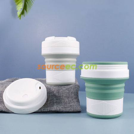 客製化450ML 折疊矽膠咖啡杯禮品