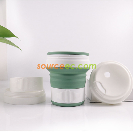 客製化450ML 折疊矽膠咖啡杯禮品