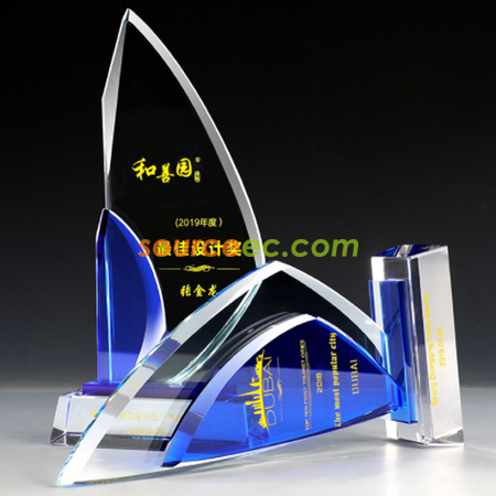 客製化帆船水晶獎座禮品