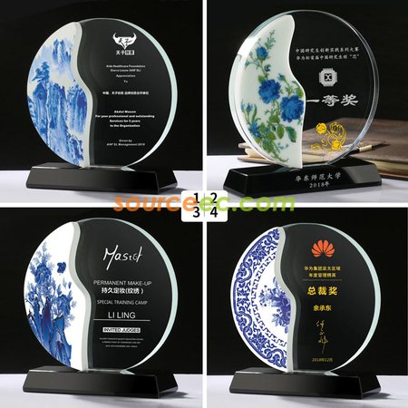 客製化單面陶瓷水晶獎座禮品