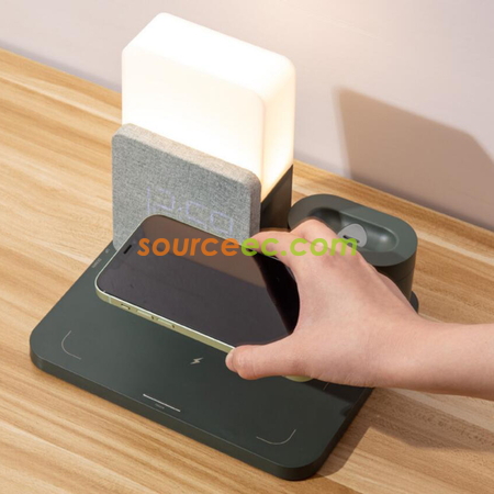 客製化無線充電器三合一檯燈時鐘(手機+手錶+耳機）禮品