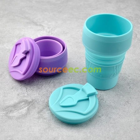 客製化純色折疊矽膠咖啡杯禮品