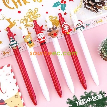 客製化聖誕卡通按動中性筆禮品