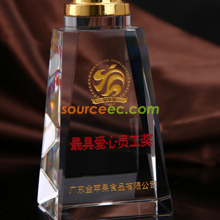 客製化愛心金屬水晶獎座禮品