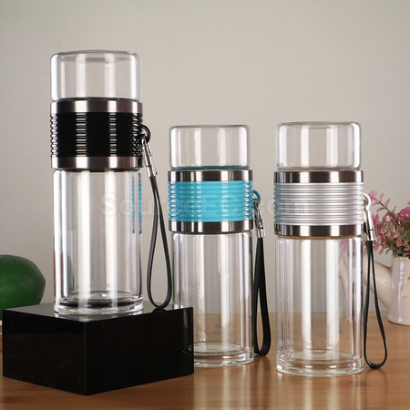 客製化攜帶式茶水分離玻璃杯禮品