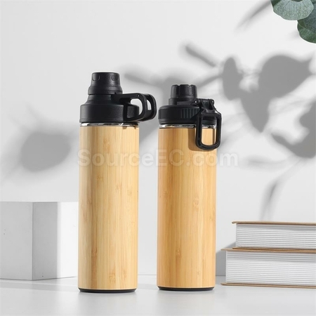 客製化手提蓋竹殼客製化保溫瓶禮品